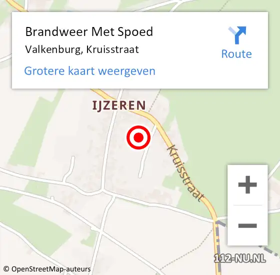 Locatie op kaart van de 112 melding: Brandweer Met Spoed Naar Valkenburg, Kruisstraat op 28 oktober 2023 16:17