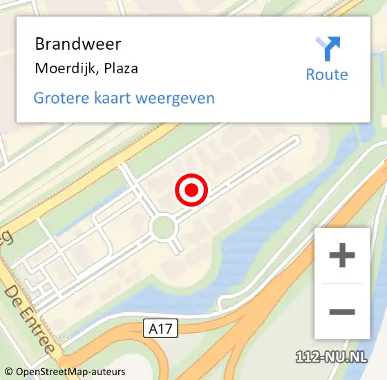 Locatie op kaart van de 112 melding: Brandweer Moerdijk, Plaza op 28 oktober 2023 16:23