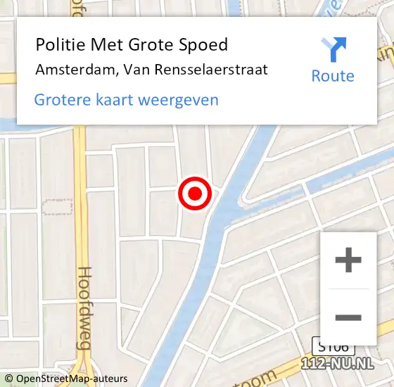 Locatie op kaart van de 112 melding: Politie Met Grote Spoed Naar Amsterdam, Van Rensselaerstraat op 28 oktober 2023 17:00