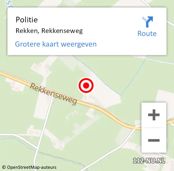 Locatie op kaart van de 112 melding: Politie Rekken, Rekkenseweg op 28 oktober 2023 17:08