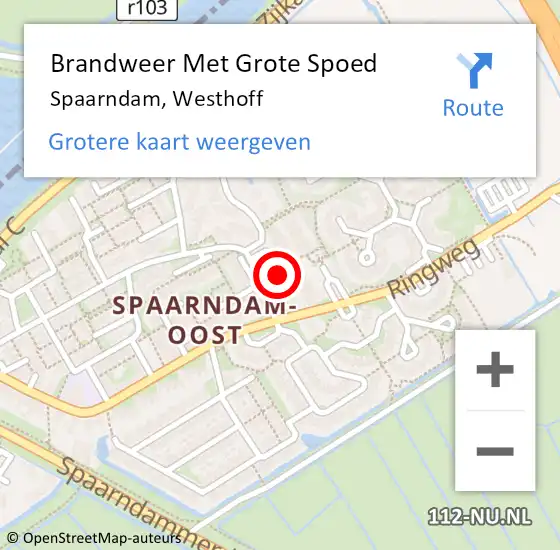Locatie op kaart van de 112 melding: Brandweer Met Grote Spoed Naar Spaarndam, Westhoff op 28 oktober 2023 17:29