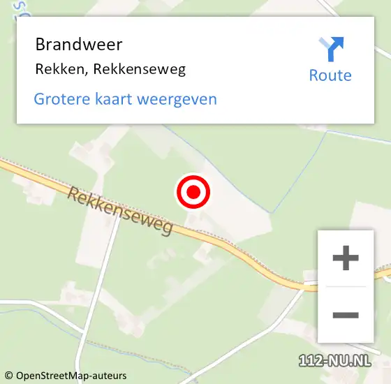 Locatie op kaart van de 112 melding: Brandweer Rekken, Rekkenseweg op 28 oktober 2023 17:29