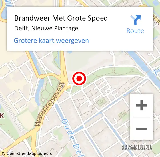 Locatie op kaart van de 112 melding: Brandweer Met Grote Spoed Naar Delft, Nieuwe Plantage op 28 oktober 2023 17:49