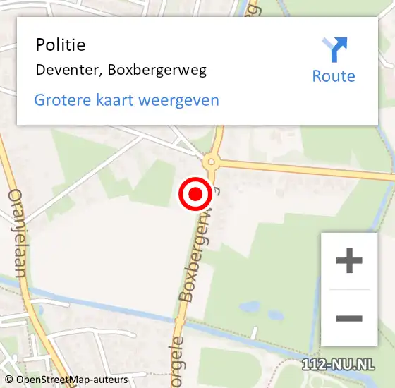 Locatie op kaart van de 112 melding: Politie Deventer, Boxbergerweg op 28 oktober 2023 17:49