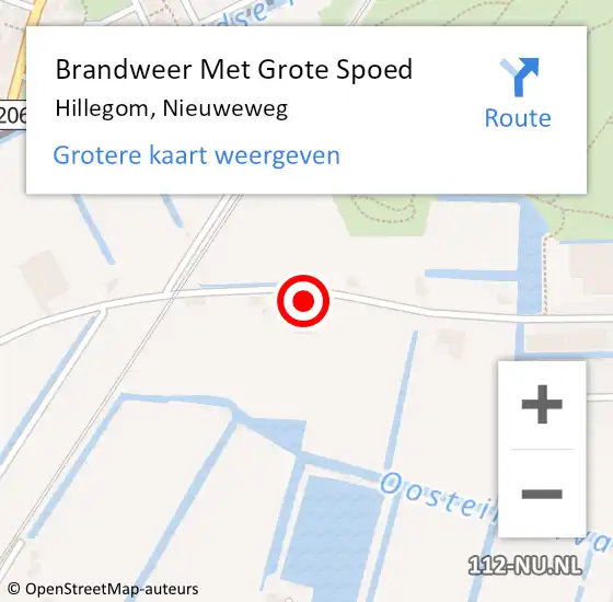 Locatie op kaart van de 112 melding: Brandweer Met Grote Spoed Naar Hillegom, Nieuweweg op 28 oktober 2023 17:54