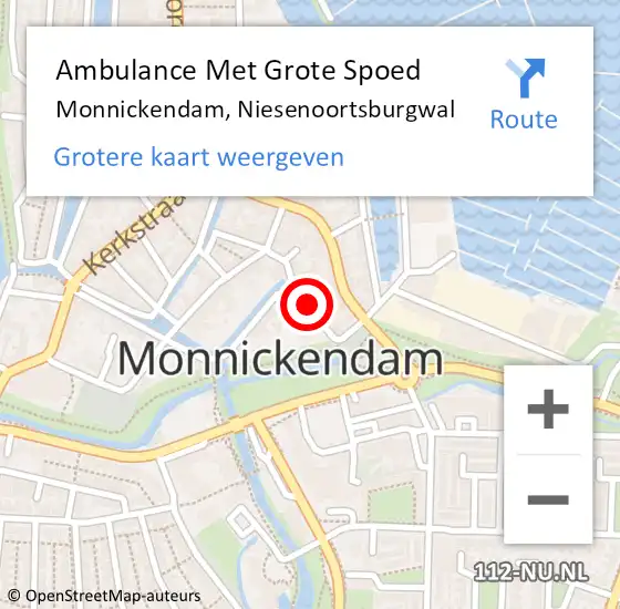 Locatie op kaart van de 112 melding: Ambulance Met Grote Spoed Naar Monnickendam, Niesenoortsburgwal op 28 oktober 2023 18:01