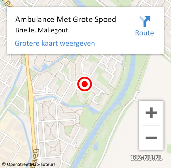 Locatie op kaart van de 112 melding: Ambulance Met Grote Spoed Naar Brielle, Mallegout op 28 oktober 2023 18:06