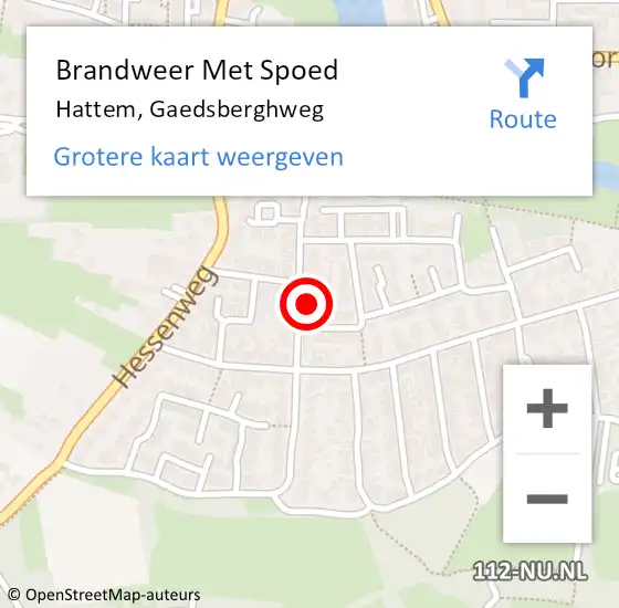 Locatie op kaart van de 112 melding: Brandweer Met Spoed Naar Hattem, Gaedsberghweg op 28 oktober 2023 18:22