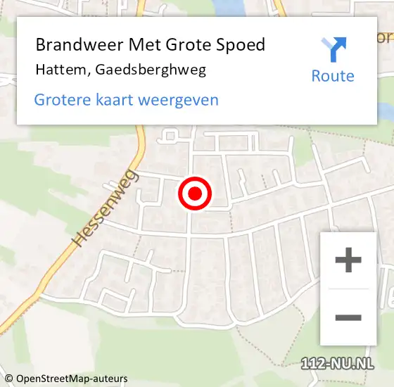 Locatie op kaart van de 112 melding: Brandweer Met Grote Spoed Naar Hattem, Gaedsberghweg op 28 oktober 2023 18:23