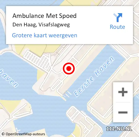 Locatie op kaart van de 112 melding: Ambulance Met Spoed Naar Den Haag, Visafslagweg op 28 oktober 2023 18:24