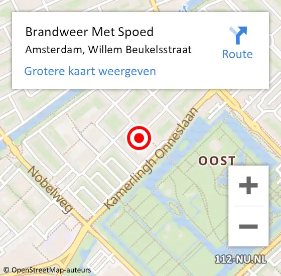Locatie op kaart van de 112 melding: Brandweer Met Spoed Naar Amsterdam, Willem Beukelsstraat op 28 oktober 2023 18:27