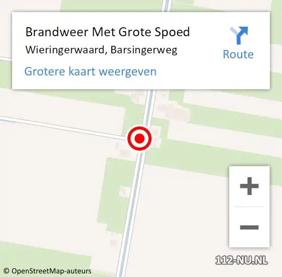 Locatie op kaart van de 112 melding: Brandweer Met Grote Spoed Naar Wieringerwaard, Barsingerweg op 13 september 2014 05:33