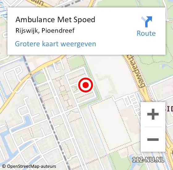 Locatie op kaart van de 112 melding: Ambulance Met Spoed Naar Rijswijk, Pioendreef op 28 oktober 2023 19:07