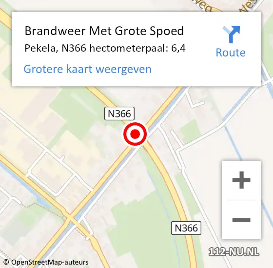 Locatie op kaart van de 112 melding: Brandweer Met Grote Spoed Naar Pekela, N366 hectometerpaal: 6,4 op 28 oktober 2023 19:08