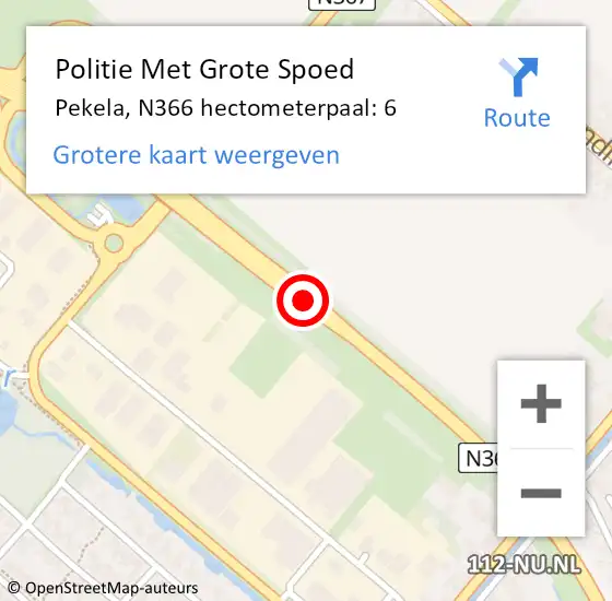 Locatie op kaart van de 112 melding: Politie Met Grote Spoed Naar Pekela, N366 hectometerpaal: 6 op 28 oktober 2023 19:09