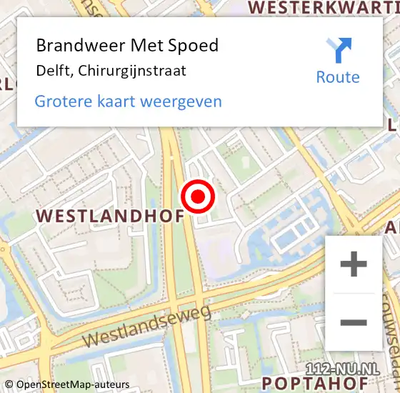 Locatie op kaart van de 112 melding: Brandweer Met Spoed Naar Delft, Chirurgijnstraat op 28 oktober 2023 19:18