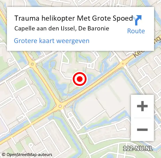 Locatie op kaart van de 112 melding: Trauma helikopter Met Grote Spoed Naar Capelle aan den IJssel, De Baronie op 28 oktober 2023 19:26