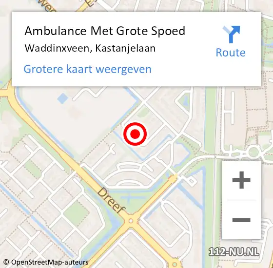 Locatie op kaart van de 112 melding: Ambulance Met Grote Spoed Naar Waddinxveen, Kastanjelaan op 28 oktober 2023 19:30