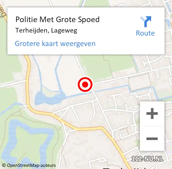 Locatie op kaart van de 112 melding: Politie Met Grote Spoed Naar Terheijden, Lageweg op 28 oktober 2023 20:18