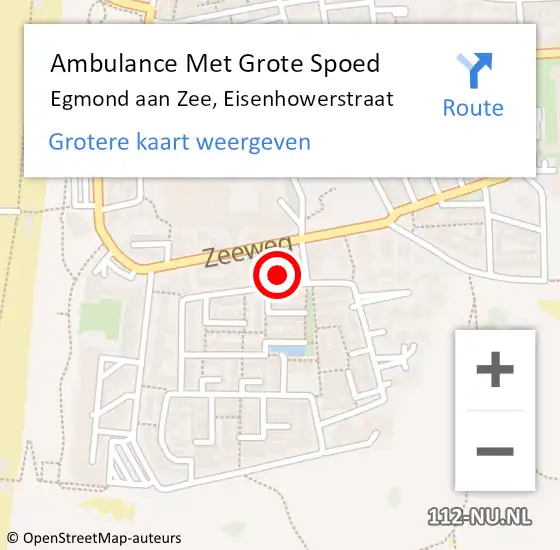 Locatie op kaart van de 112 melding: Ambulance Met Grote Spoed Naar Egmond aan Zee, Eisenhowerstraat op 28 oktober 2023 20:24