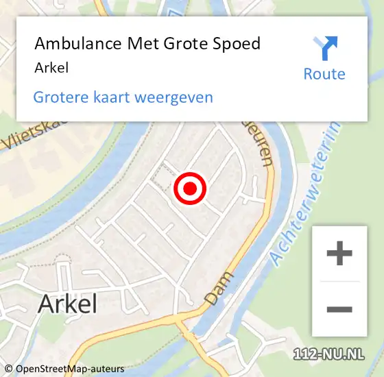 Locatie op kaart van de 112 melding: Ambulance Met Grote Spoed Naar Arkel op 28 oktober 2023 20:49