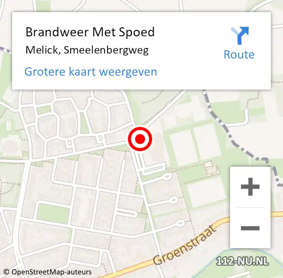 Locatie op kaart van de 112 melding: Brandweer Met Spoed Naar Melick, Smeelenbergweg op 28 oktober 2023 21:04