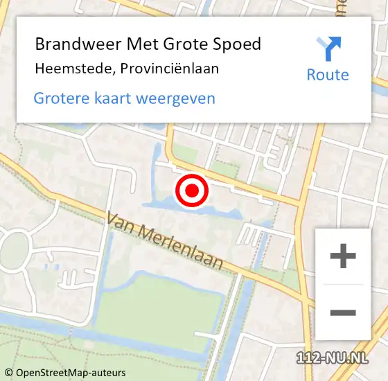 Locatie op kaart van de 112 melding: Brandweer Met Grote Spoed Naar Heemstede, Provinciënlaan op 28 oktober 2023 21:38