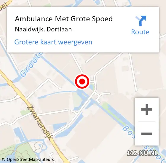 Locatie op kaart van de 112 melding: Ambulance Met Grote Spoed Naar Naaldwijk, Dortlaan op 28 oktober 2023 21:46