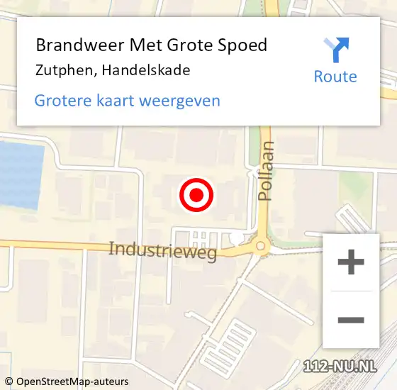 Locatie op kaart van de 112 melding: Brandweer Met Grote Spoed Naar Zutphen, Handelskade op 28 oktober 2023 21:51