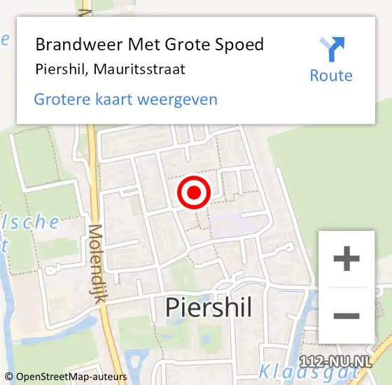 Locatie op kaart van de 112 melding: Brandweer Met Grote Spoed Naar Piershil, Mauritsstraat op 28 oktober 2023 21:51