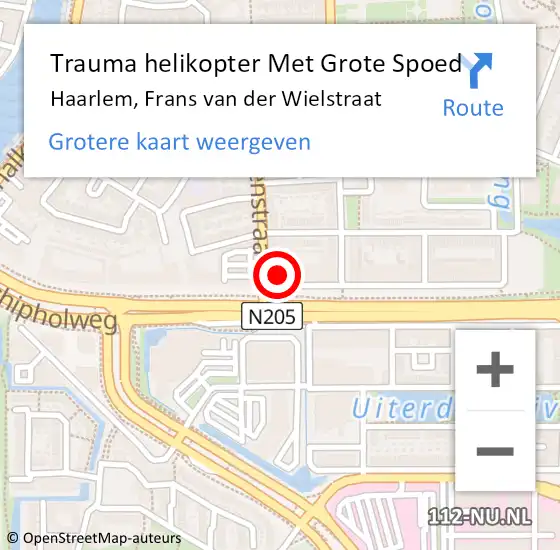 Locatie op kaart van de 112 melding: Trauma helikopter Met Grote Spoed Naar Haarlem, Frans van der Wielstraat op 28 oktober 2023 21:54