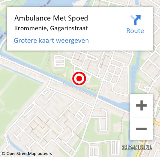 Locatie op kaart van de 112 melding: Ambulance Met Spoed Naar Krommenie, Gagarinstraat op 28 oktober 2023 22:19