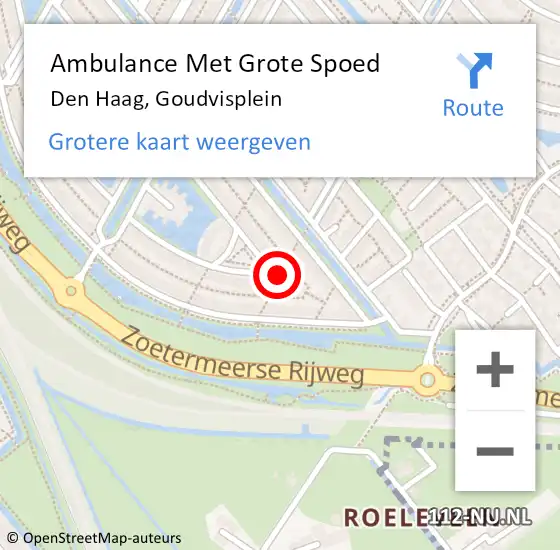 Locatie op kaart van de 112 melding: Ambulance Met Grote Spoed Naar Den Haag, Goudvisplein op 28 oktober 2023 23:37