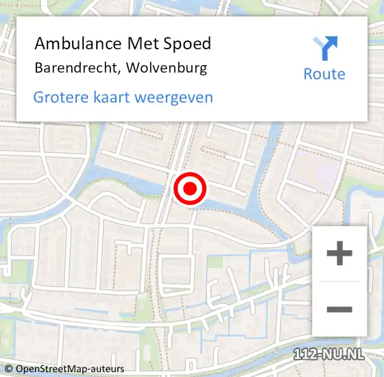 Locatie op kaart van de 112 melding: Ambulance Met Spoed Naar Barendrecht, Wolvenburg op 29 oktober 2023 00:02