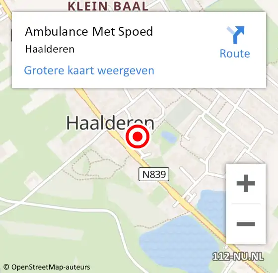 Locatie op kaart van de 112 melding: Ambulance Met Spoed Naar Haalderen op 29 oktober 2023 00:22