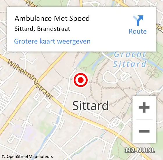 Locatie op kaart van de 112 melding: Ambulance Met Spoed Naar Sittard, Brandstraat op 29 oktober 2023 00:34