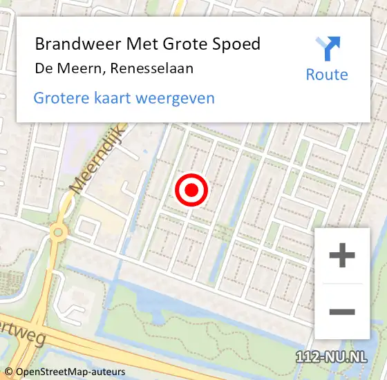 Locatie op kaart van de 112 melding: Brandweer Met Grote Spoed Naar De Meern, Renesselaan op 29 oktober 2023 01:00