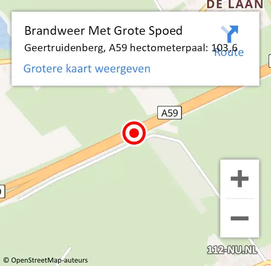 Locatie op kaart van de 112 melding: Brandweer Met Grote Spoed Naar Geertruidenberg, A59 hectometerpaal: 103,6 op 29 oktober 2023 02:29