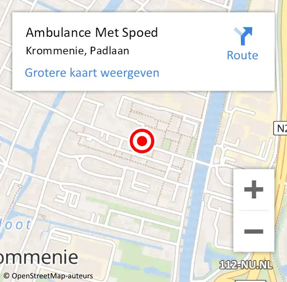 Locatie op kaart van de 112 melding: Ambulance Met Spoed Naar Krommenie, Padlaan op 29 oktober 2023 02:38
