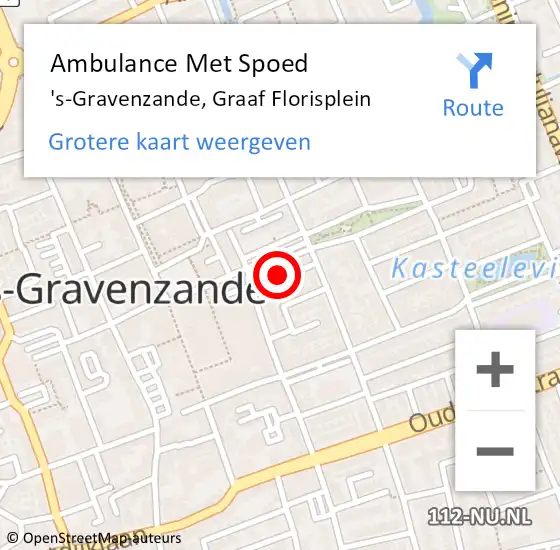 Locatie op kaart van de 112 melding: Ambulance Met Spoed Naar 's-Gravenzande, Graaf Florisplein op 29 oktober 2023 02:58