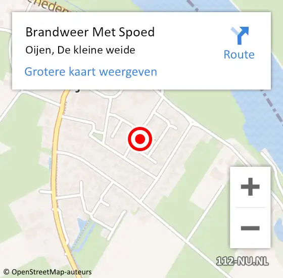 Locatie op kaart van de 112 melding: Brandweer Met Spoed Naar Oijen, De kleine weide op 29 oktober 2023 03:57