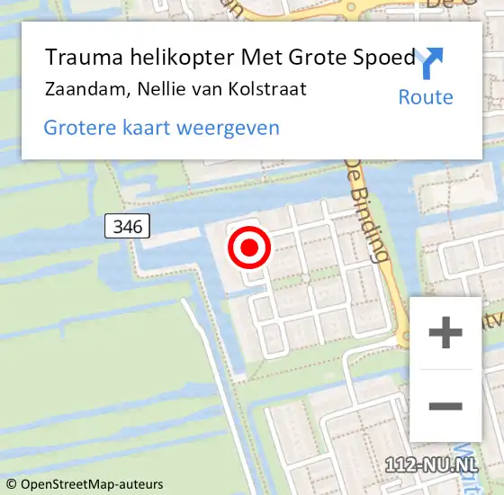 Locatie op kaart van de 112 melding: Trauma helikopter Met Grote Spoed Naar Zaandam, Nellie van Kolstraat op 29 oktober 2023 04:35