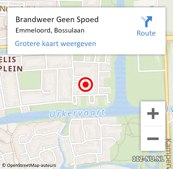 Locatie op kaart van de 112 melding: Brandweer Geen Spoed Naar Emmeloord, Bossulaan op 29 oktober 2023 04:42