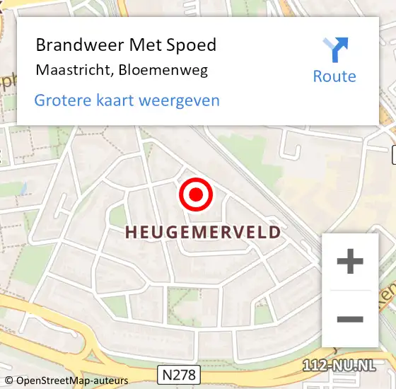 Locatie op kaart van de 112 melding: Brandweer Met Spoed Naar Maastricht, Bloemenweg op 29 oktober 2023 04:42