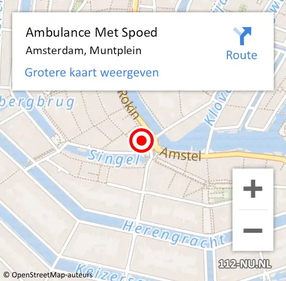 Locatie op kaart van de 112 melding: Ambulance Met Spoed Naar Amsterdam, Muntplein op 29 oktober 2023 05:52