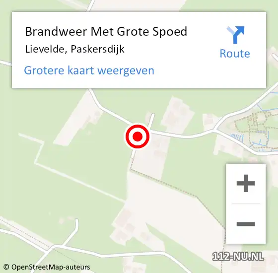 Locatie op kaart van de 112 melding: Brandweer Met Grote Spoed Naar Lievelde, Paskersdijk op 13 september 2014 08:15