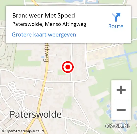 Locatie op kaart van de 112 melding: Brandweer Met Spoed Naar Paterswolde, Menso Altingweg op 29 oktober 2023 08:24