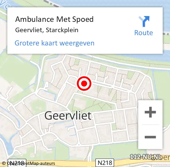 Locatie op kaart van de 112 melding: Ambulance Met Spoed Naar Geervliet, Starckplein op 29 oktober 2023 08:29