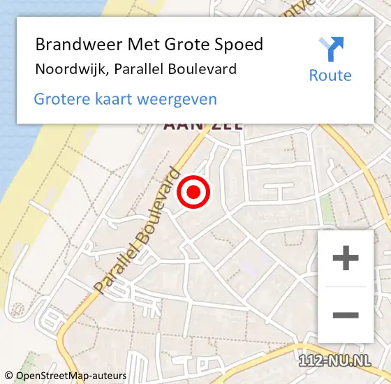 Locatie op kaart van de 112 melding: Brandweer Met Grote Spoed Naar Noordwijk, Parallel Boulevard op 29 oktober 2023 08:42