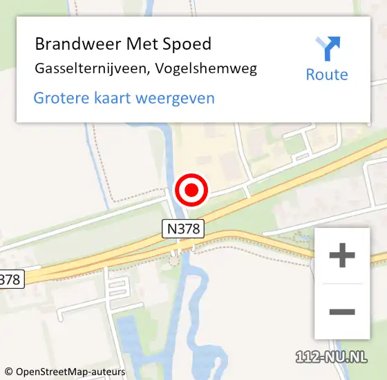Locatie op kaart van de 112 melding: Brandweer Met Spoed Naar Gasselternijveen, Vogelshemweg op 29 oktober 2023 09:13
